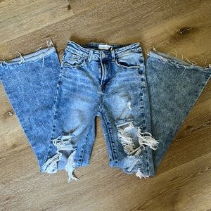 WOMENS RIPPED DISTRESSED FLARE JEANS SIZE 1